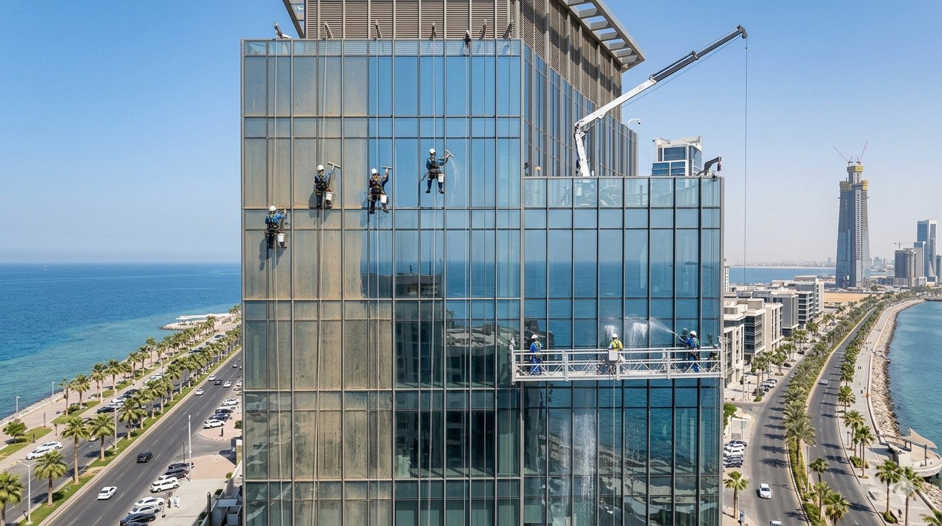 High Rise Building Facade Cleaning