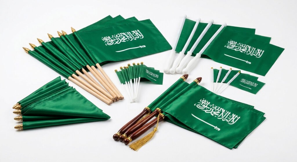 Saudi National Day 96 &ndash; Hand Flags Product Photography