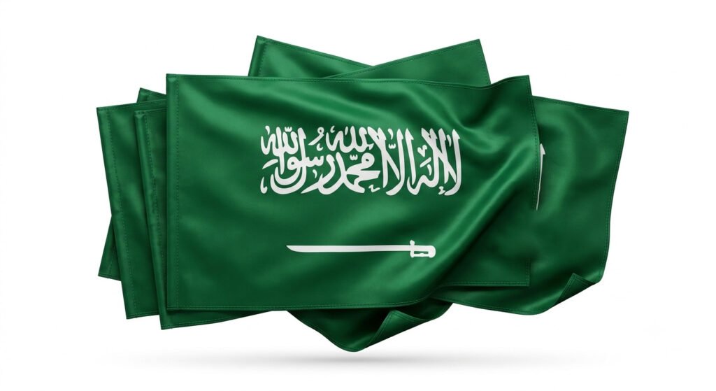 Saudi National Day 96 &ndash; Saudi Flags Isolated Product Photography