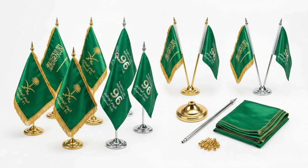 Saudi National Day 96 &ndash; Table Flags Product Photography