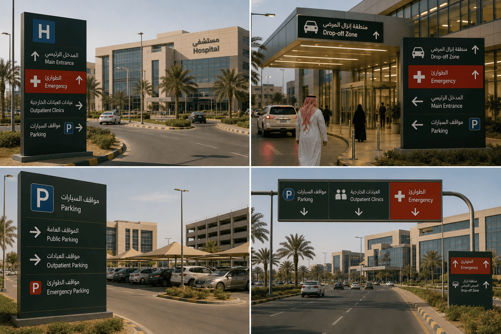مستشفى والعثور على المسار لوقوف السيارات, التوصيل الخارجي النهج