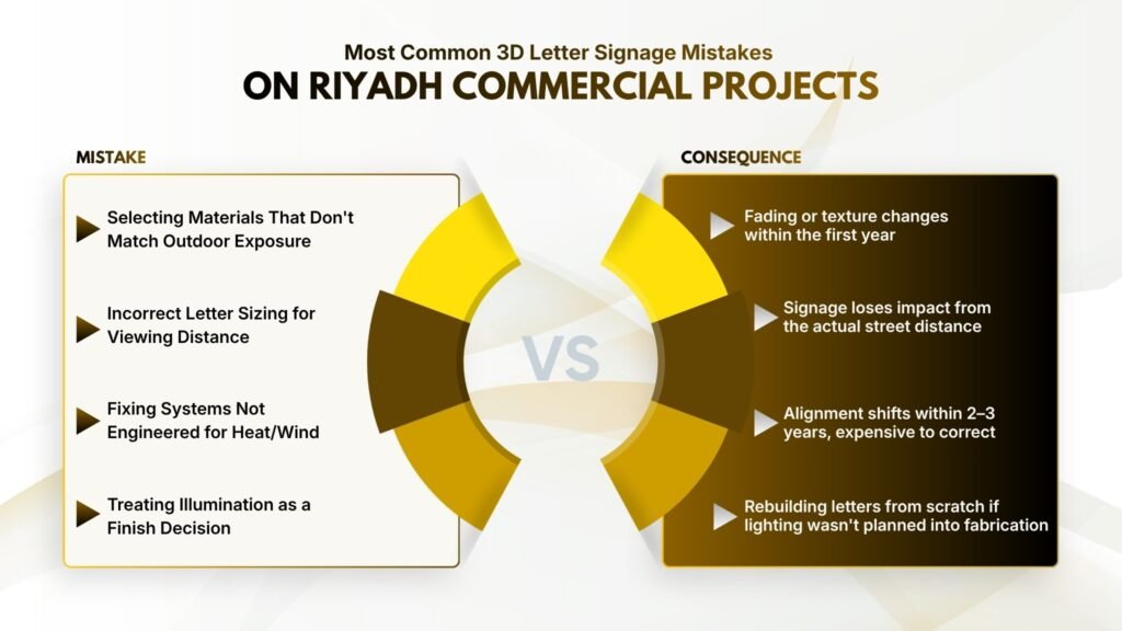 Most Common 3D Letter Signage Mistakes to Avoid in Riyadh