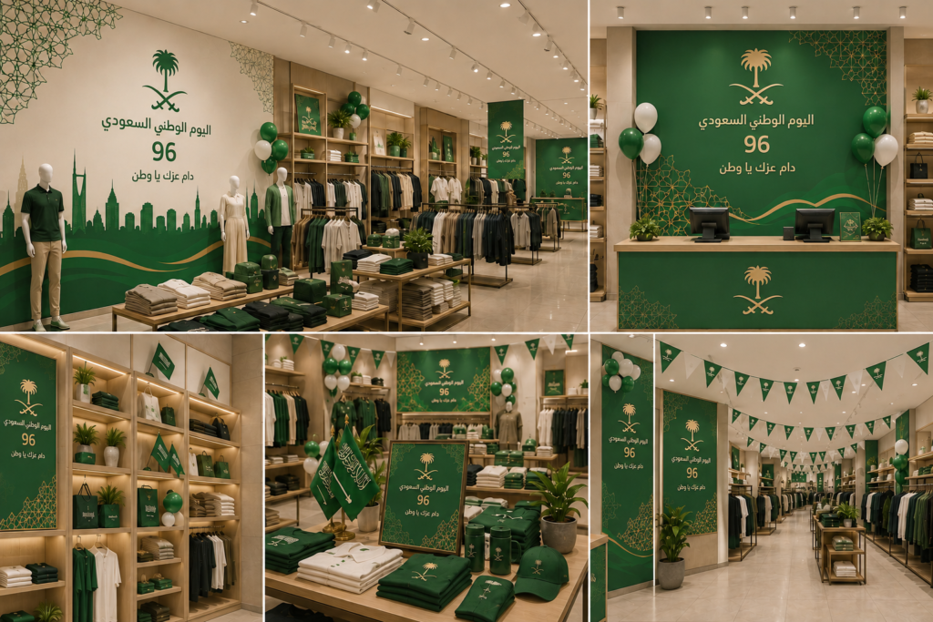 Saudi National Day Wall Graphics and Shop Decorations