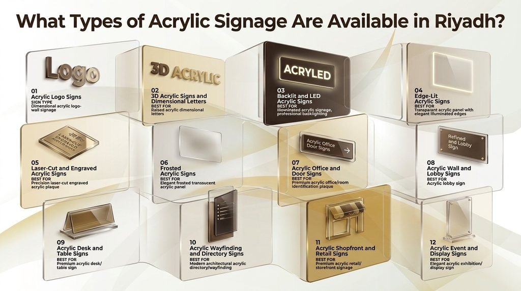 What Types of Acrylic Signage Are Available in Riyadh?