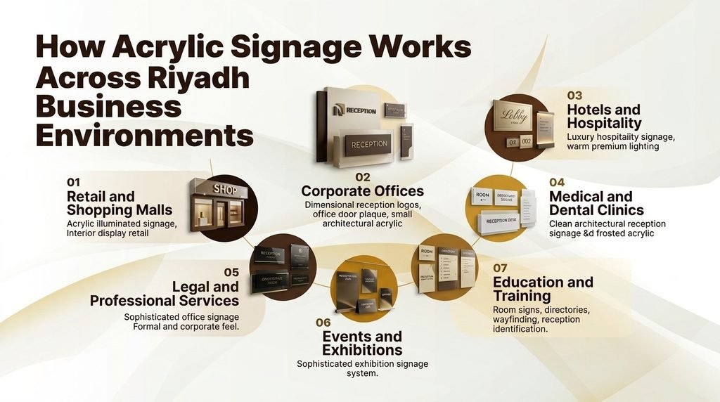 How Acrylic Signage Works Across Riyadh Business Environments