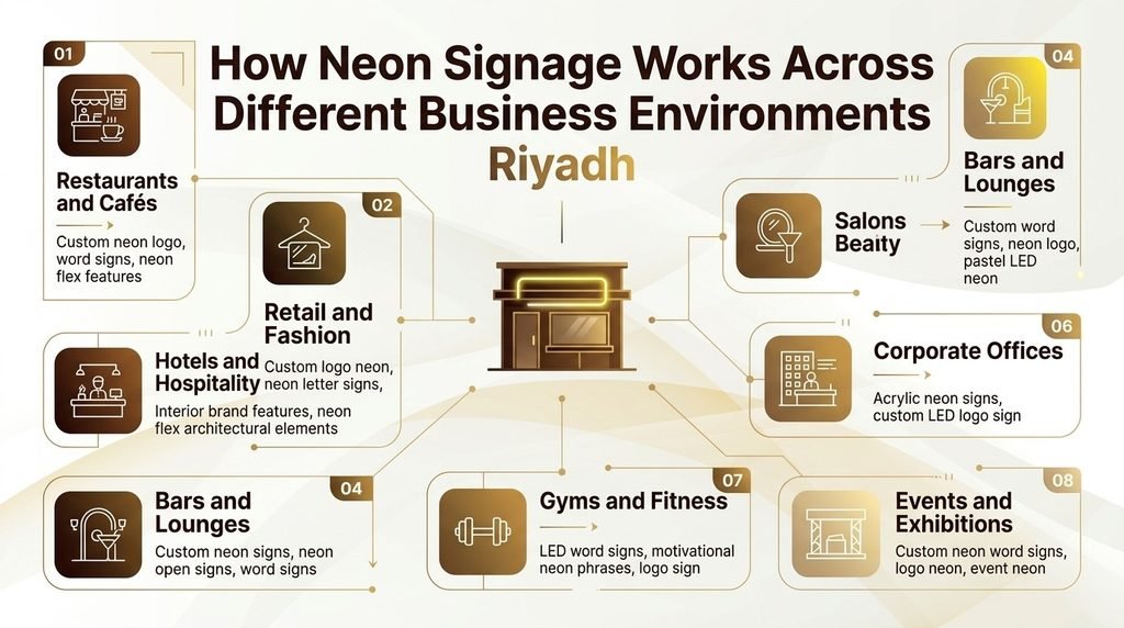 How Neon Signage Works Across Different Business Environments in Riyadh