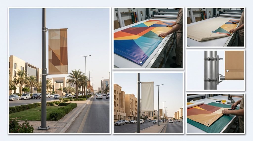 Single-Sided Lamp Post Banners
